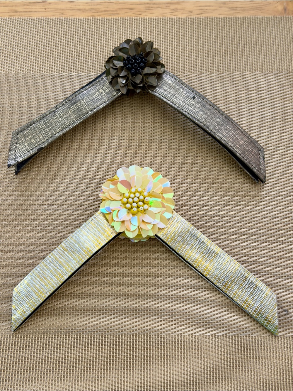 Set of 2 Lindsay Phillips Switchflop straps- metallic taupe and sunny yellow